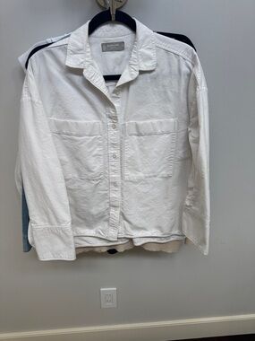 Everlane Cream Oversized Button-Front Pocket Shirt